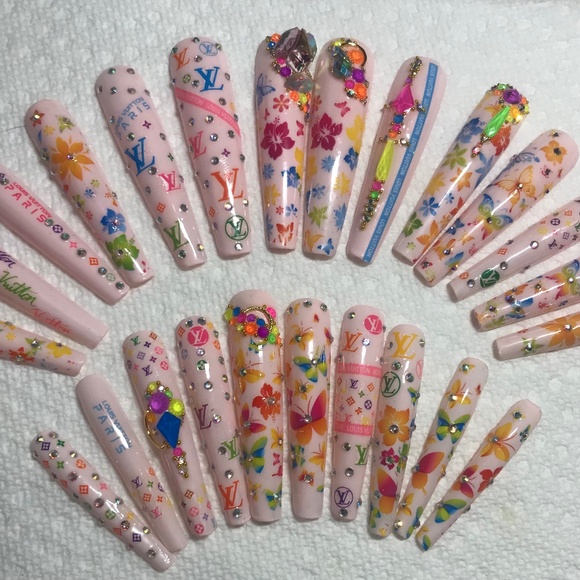 Luxury LV Custom Press-On Nails 3XL Louis Vuitton - Picture 1 of 4